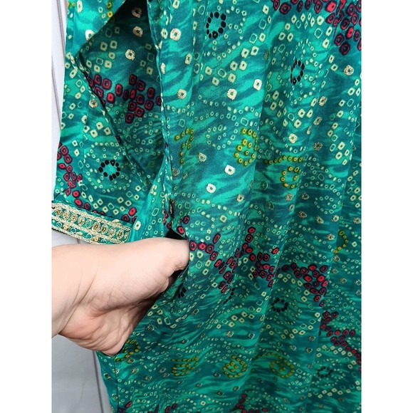 VALAS Women's Exotic Dress Made In INDIA Plus SZ 3XL Jade Green Paisley Sequins - Picture 11 of 16